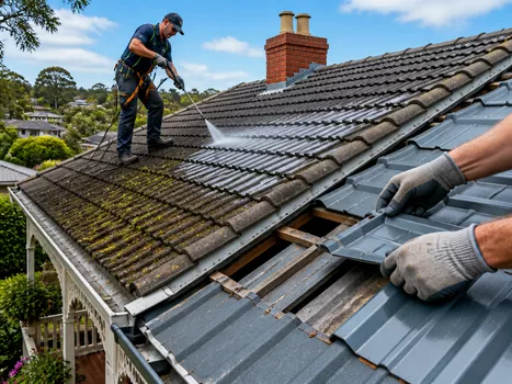 Roof cleaning and preparation for restoration