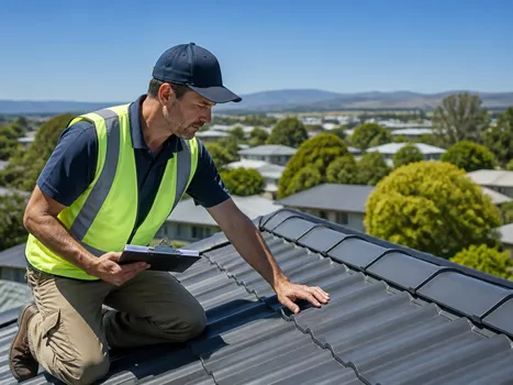 Professional roof inspector examining a roof in Highton, Vic