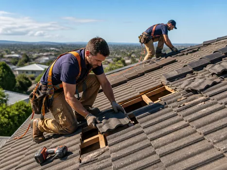 Skilled roofers performing roof repairs in Highton