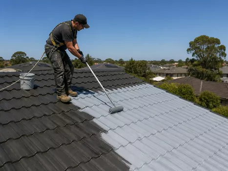 Applying primer to a roof in Lara Vic